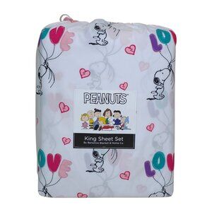 Peanuts Love Balloon King Sheet Set Snoopy Romantic Bedding